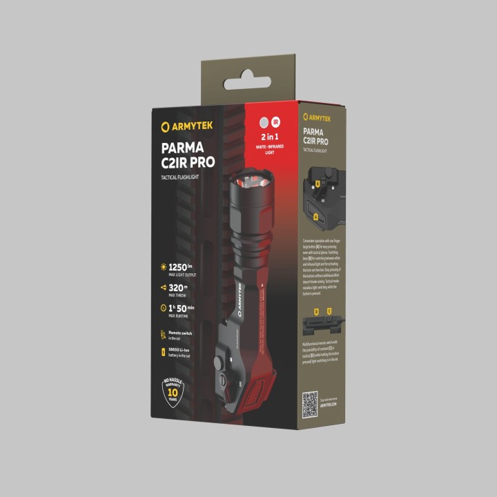 Armytek Parma C2IR Pro/White Light, IR Light/1250 lm/1×18650 (incl.) – F09804CIR